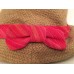 Anthropologie Grace Hats Tan Linen Woven Meso Fedora Red Pink Striped Bow Band   eb-81679642